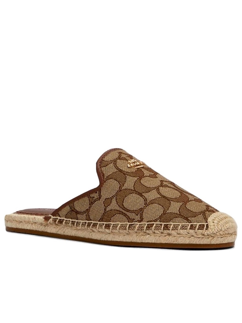 Coach Tan/Brown Signature Canvas Espadrille Mule $178